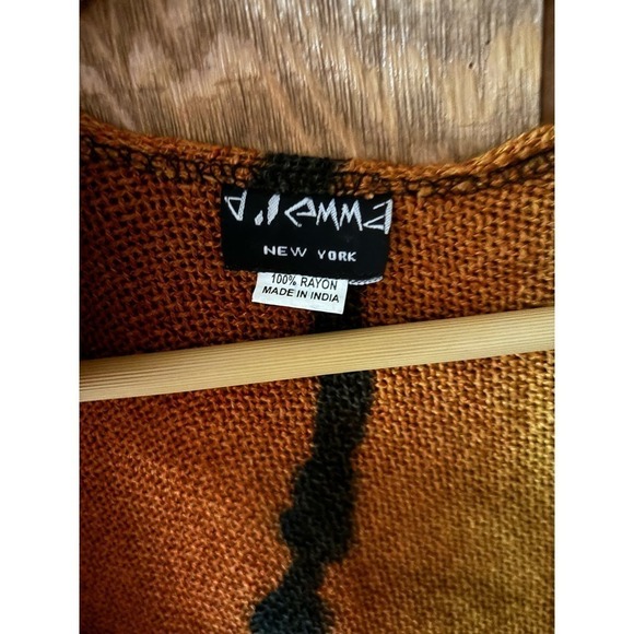 Dilemma New York Art to Wear Oversized Open Front Boho Cardigan with Raw Hem - Picture 6 of 7